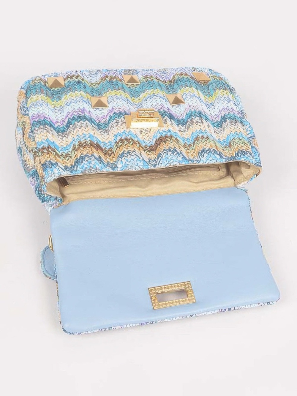 Faux Straw Flap Top Handle Bag - Picture 5 of 6